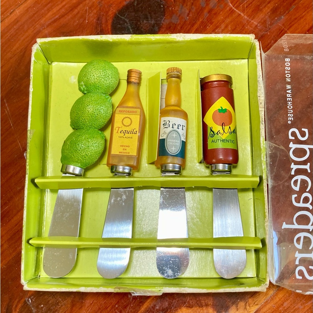 Boston Warehouse Spreader Fiesta Set Lime/Tequilla/Beer/Salsa
